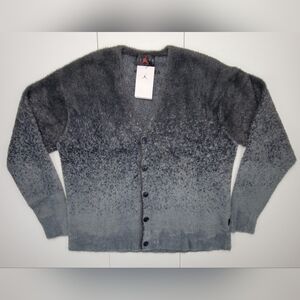 Jordan Flight Heritage Cardigan Men's Size M Grey Ombre Fuzzy Sweater FV7426 NEW